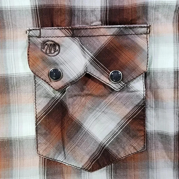 Vintage Wrangler Short-Sleeve Pearl-Snap Plaid Western Shirt – Size S, Retro - Picture 4 of 9